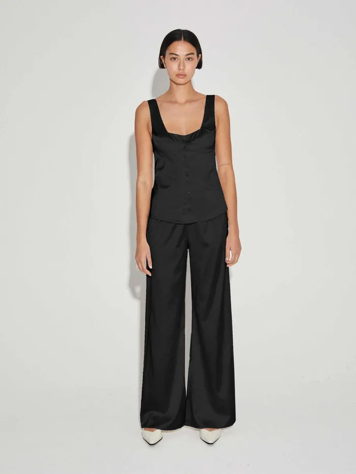 Women Maison Essentiele 8211 Button Down Vest In Black The UNDONE Loungewear