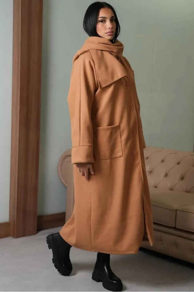 Women Manteau Marron Capuche Avec charpe Intgr Brown Brentiny Paris White Tops Women Manteau Marron Capuche Avec charpe Intgr Brown Brentiny Paris White Tops