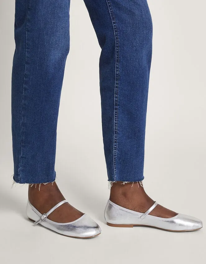 Women Mary Jane Flats Silver Monsoon Sandals
