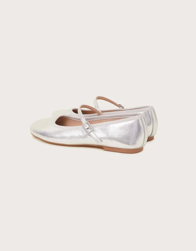 Women Mary Jane Flats Silver Monsoon Sandals