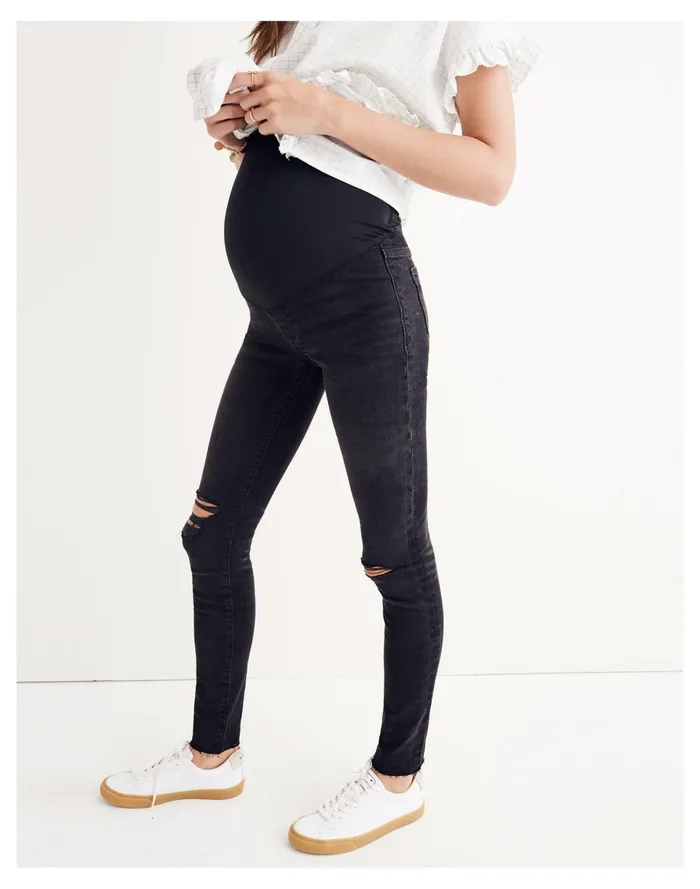 Women Maternity Over The Belly Skinny Jeans In Black Sea Black Sea Madewell Jeans