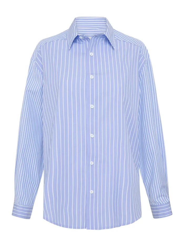 Women Matteau 8211 Contrast Stripe Shirt In Blue Sky The UNDONE Maternity