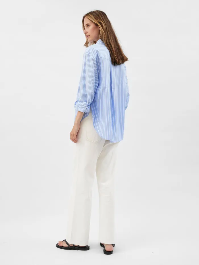 Women Matteau 8211 Contrast Stripe Shirt In Blue Sky The UNDONE Maternity