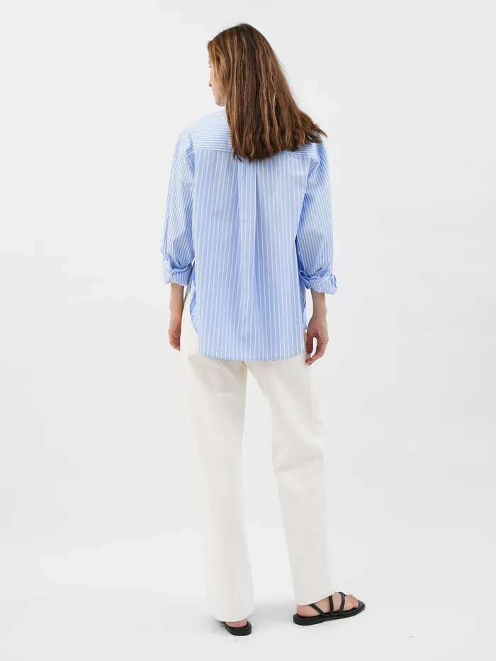 Women Matteau 8211 Contrast Stripe Shirt In Blue Sky The UNDONE Maternity