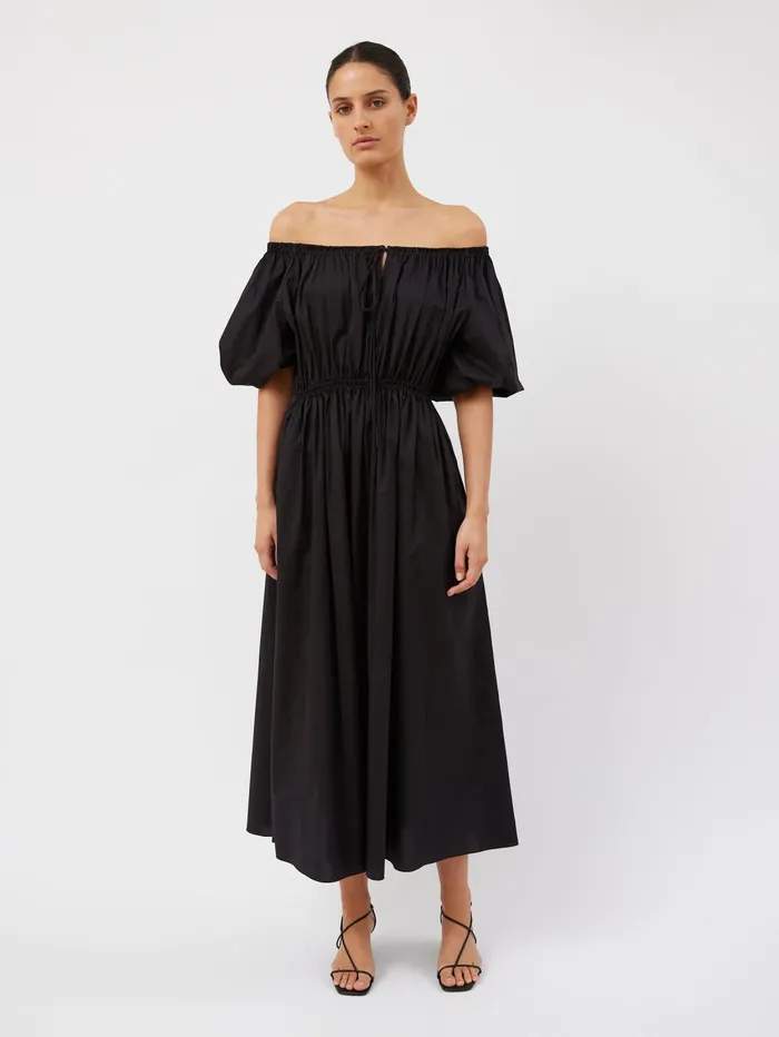 Women Matteau 8211 Off The Shoulder Midi Dress In Black The UNDONE Maternity