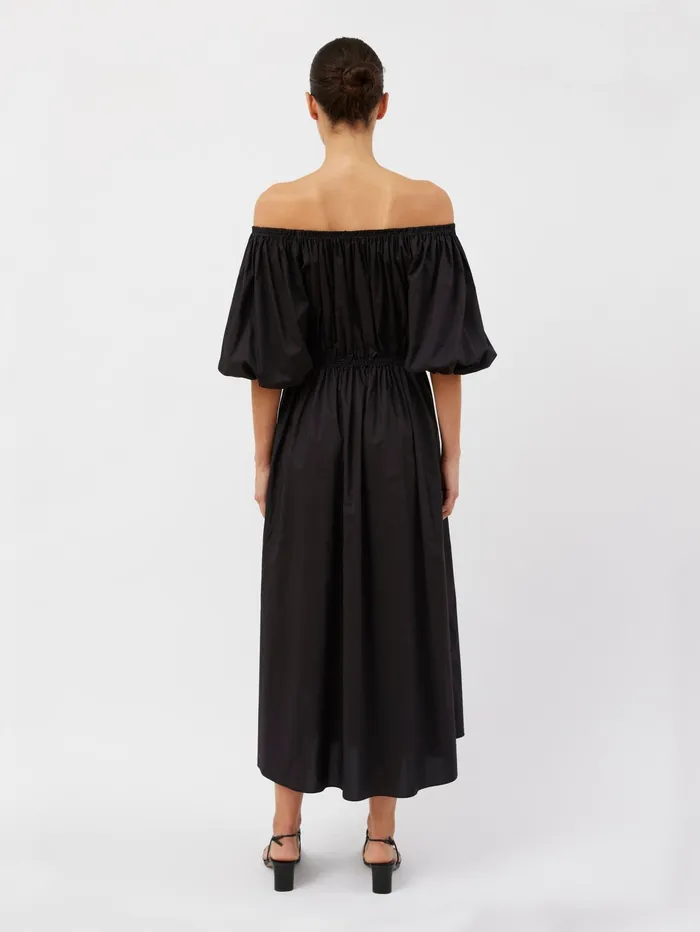 Women Matteau 8211 Off The Shoulder Midi Dress In Black The UNDONE Maternity
