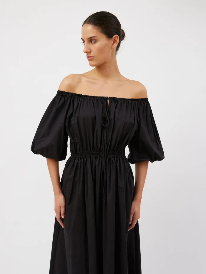 Women Matteau 8211 Off The Shoulder Midi Dress In Black The UNDONE Maternity