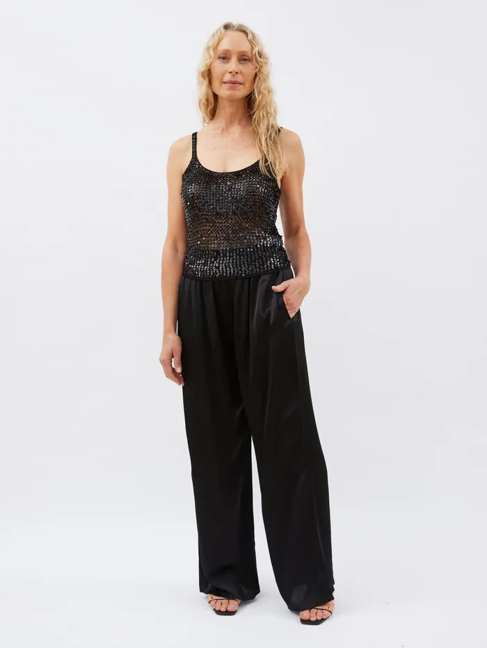 Women Matteau 8211 Relaxed Satin Pant In Black The UNDONE Pants