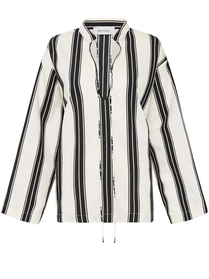 Women Matteau 8211 Relaxed Stripe Tunic In Nero Stripe The UNDONE Tops