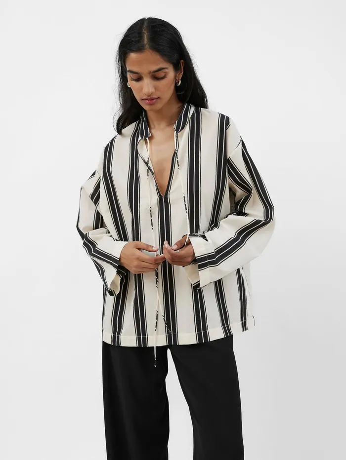 Women Matteau 8211 Relaxed Stripe Tunic In Nero Stripe The UNDONE Tops