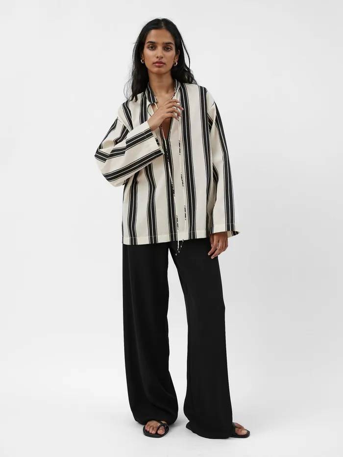 Women Matteau 8211 Relaxed Stripe Tunic In Nero Stripe The UNDONE Tops