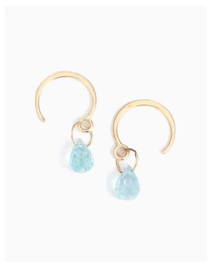 Women Melissa Joy Manning 14k Gold Hug Hoops With Blue Topaz Drops Gold Madewell Earrings