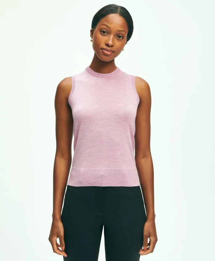 Women Merino Wool Shell Pink Brooks Brothers Sweaters