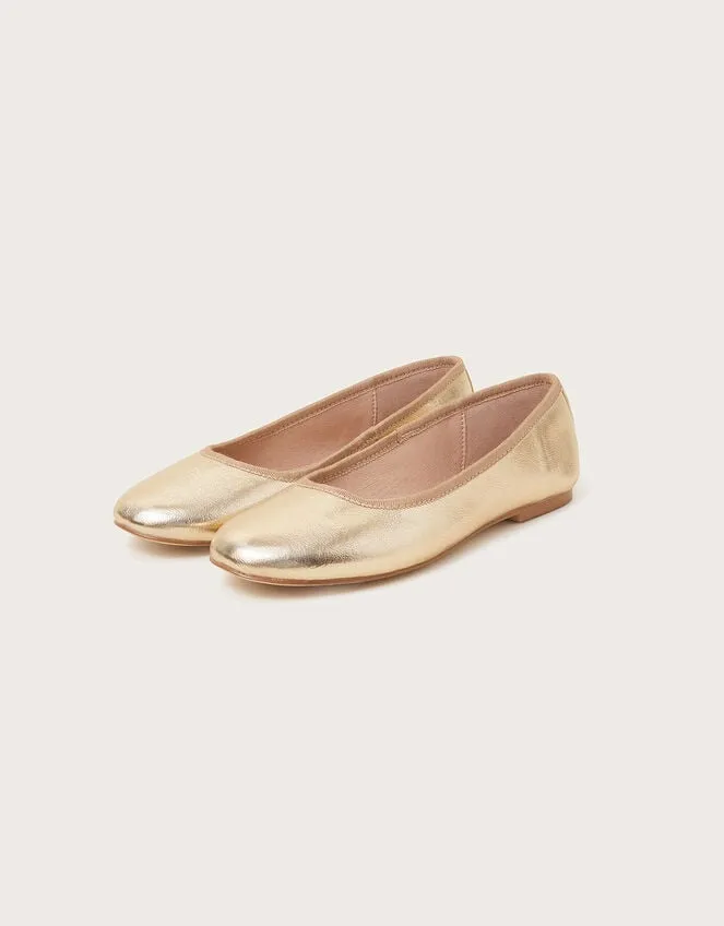 Women Metallic Ballet Flats Gold Monsoon Sandals