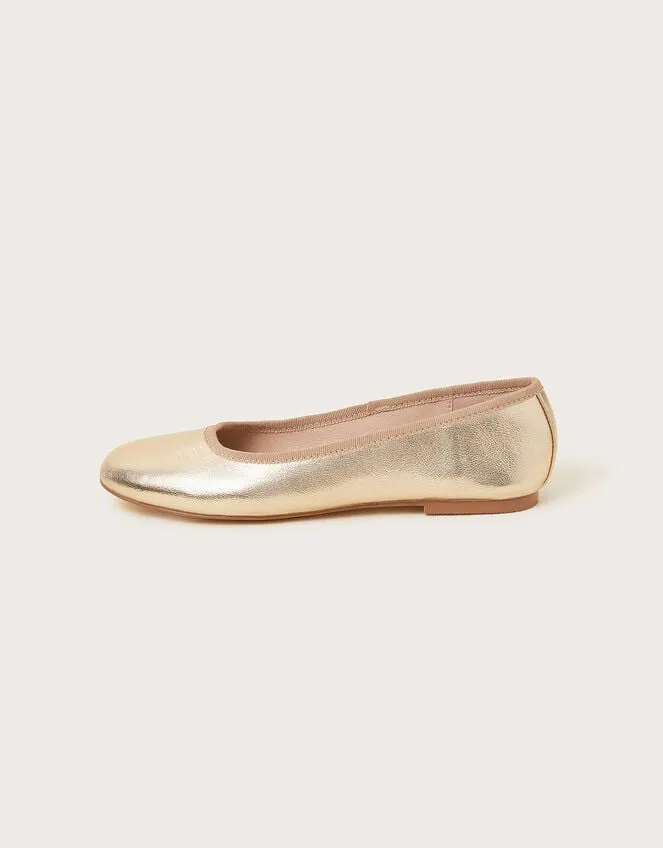 Women Metallic Ballet Flats Gold Monsoon Sandals