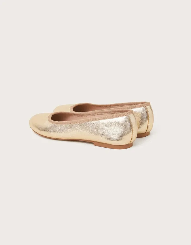 Women Metallic Ballet Flats Gold Monsoon Sandals