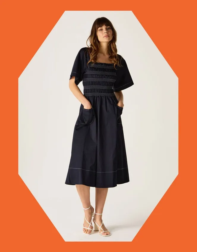 Women Mirla Beane Puff Sleeve Dress Blue Monsoon Dresses