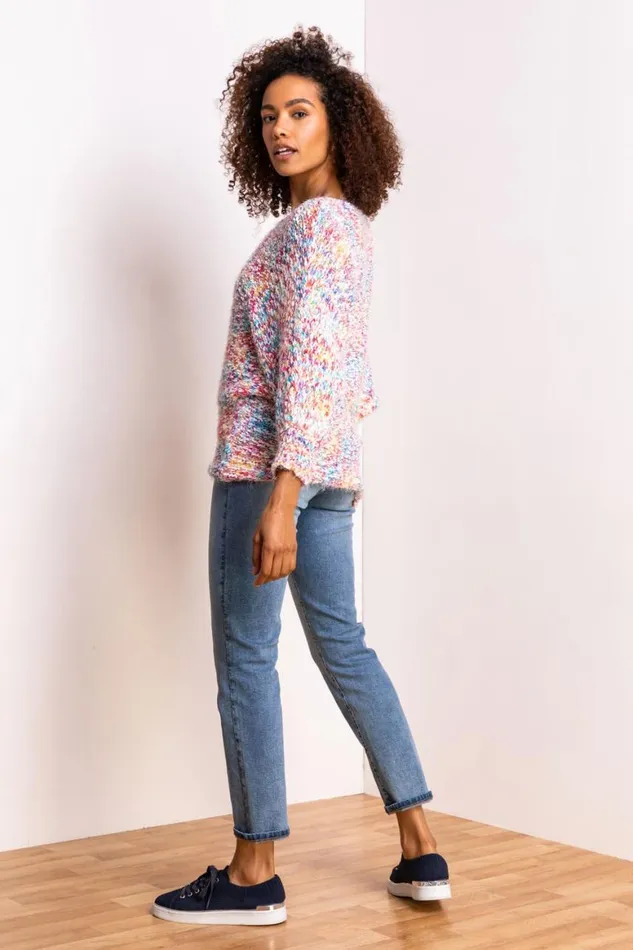 Women Multi Fluffy Batwing Sleeve Jumper Roman Knitwear