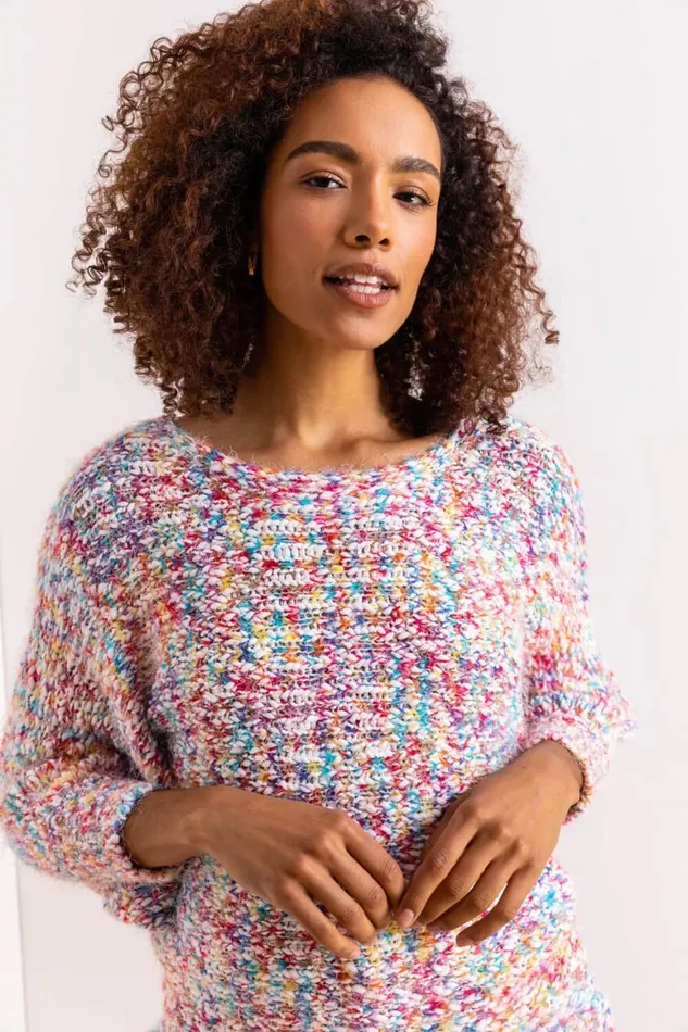 Women Multi Fluffy Batwing Sleeve Jumper Roman Knitwear