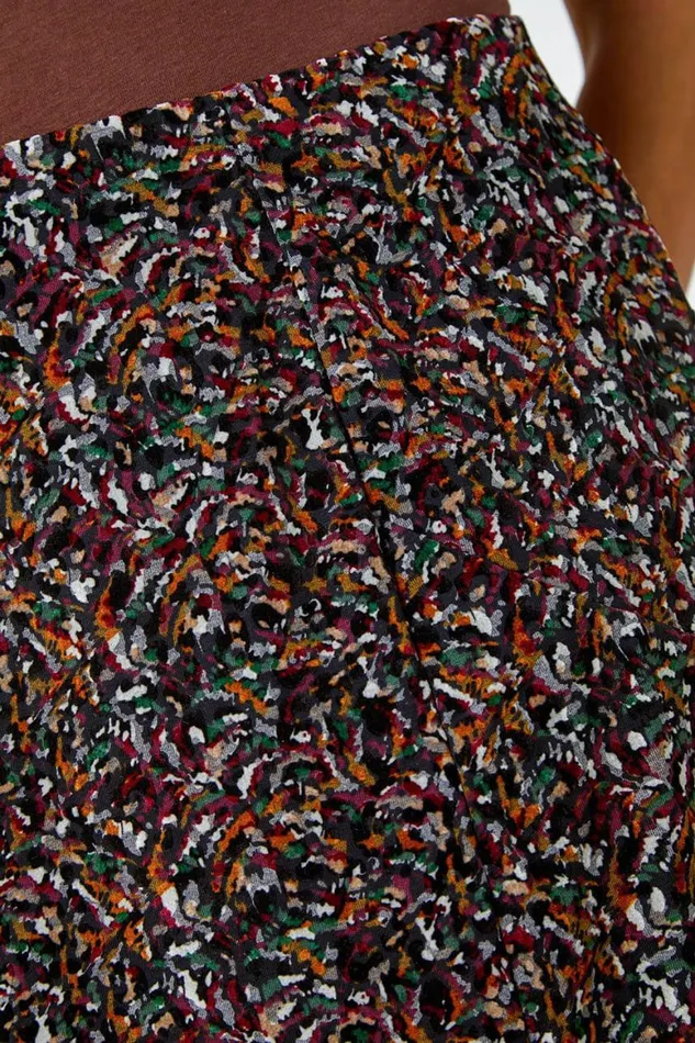 Women Multi Textured Abstract Print Stretch A Line Skirt Roman Skirts