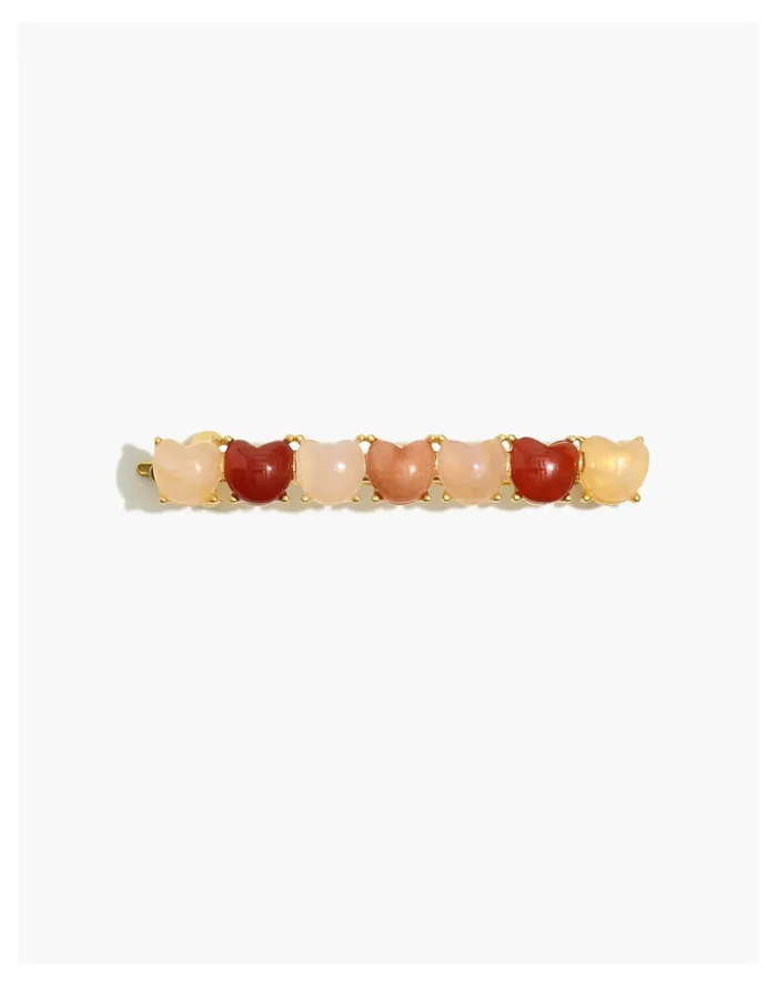 Women Multicolored Heart Barrette Powder Pink Madewell Hair Accessories