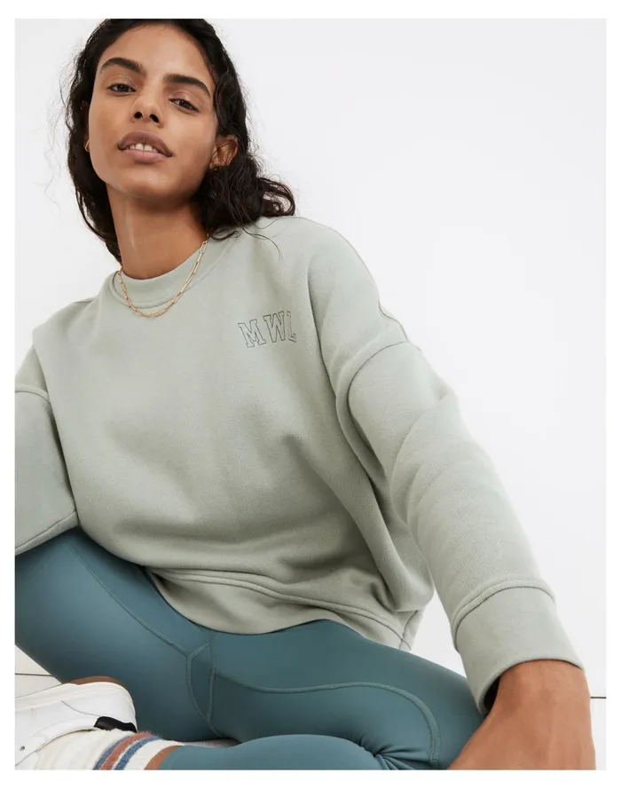 Women MWL Betterterry Embroidered Crewneck Sweatshirt Frosted Willow Madewell MWL Athleisure Women MWL Betterterry Embroidered Crewneck Sweatshirt Frosted Willow Madewell MWL Athleisure