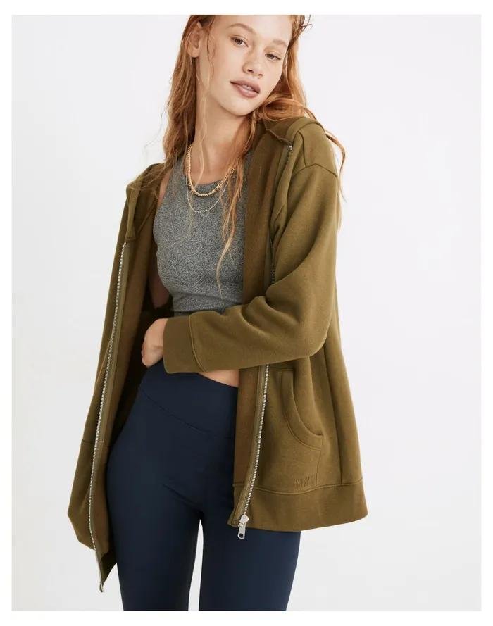 Women MWL Betterterry Full Zip Long Hoodie Sweatshirt Desert Moss Madewell MWL Athleisure Women MWL Betterterry Full Zip Long Hoodie Sweatshirt Desert Moss Madewell MWL Athleisure