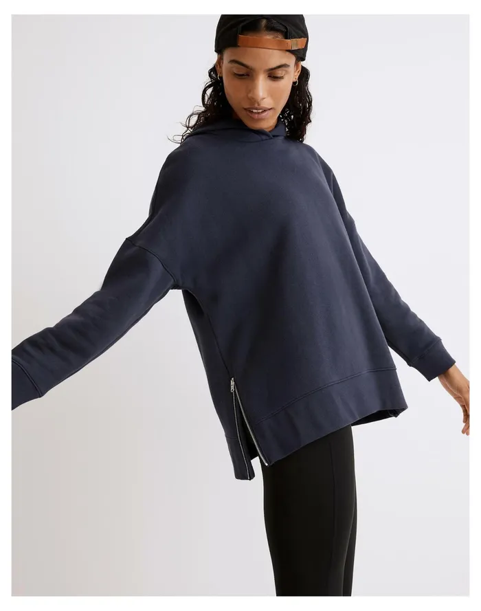 Women MWL Betterterry Side Zip Hoodie Sweatshirt Dark Baltic Madewell MWL Athleisure Women MWL Betterterry Side Zip Hoodie Sweatshirt Dark Baltic Madewell MWL Athleisure