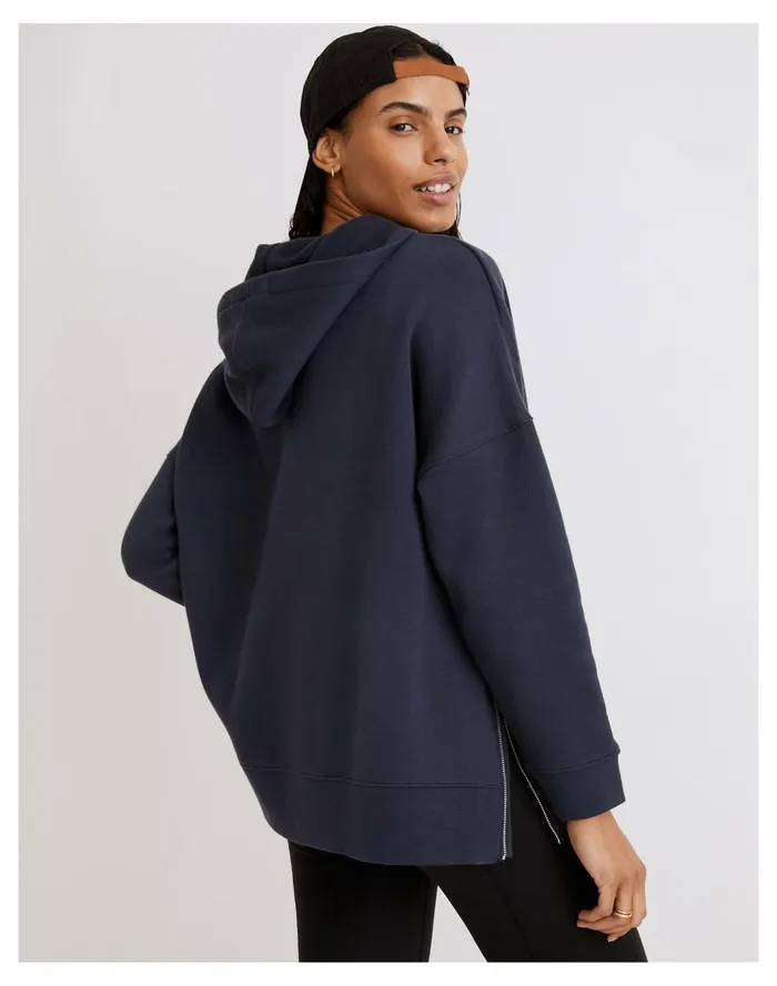 Women MWL Betterterry Side Zip Hoodie Sweatshirt Dark Baltic Madewell MWL Athleisure Women MWL Betterterry Side Zip Hoodie Sweatshirt Dark Baltic Madewell MWL Athleisure