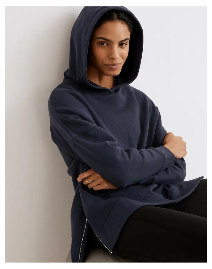 Women MWL Betterterry Side Zip Hoodie Sweatshirt Dark Baltic Madewell MWL Athleisure Women MWL Betterterry Side Zip Hoodie Sweatshirt Dark Baltic Madewell MWL Athleisure