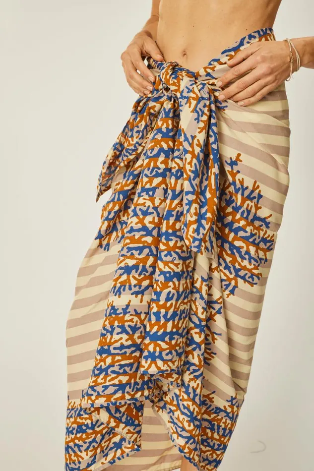 Women Natalie Martin Bottoms Sarong Batik Coral Bluecoffee
