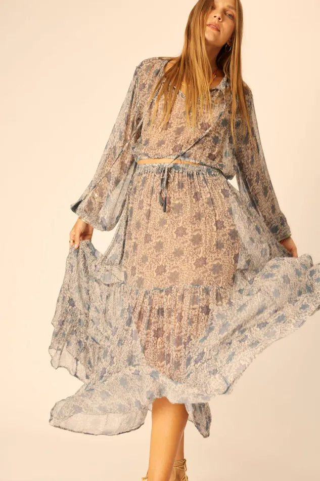 Women Natalie Martin Bottoms Sierra Skirt Chiffon Snowflake Sea