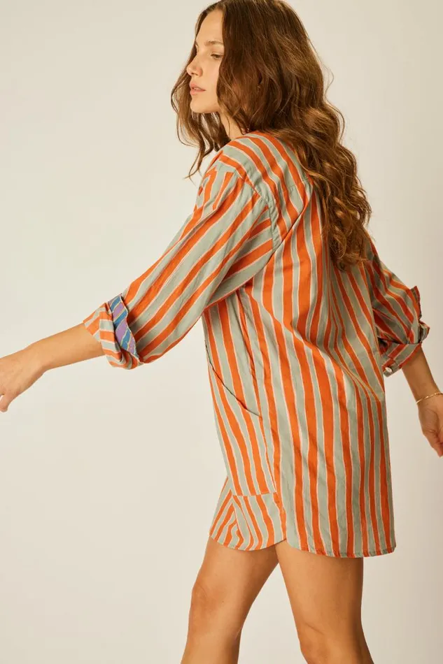 Women Natalie Martin Coverups Aprs Swim Top Batik Stripe Sage