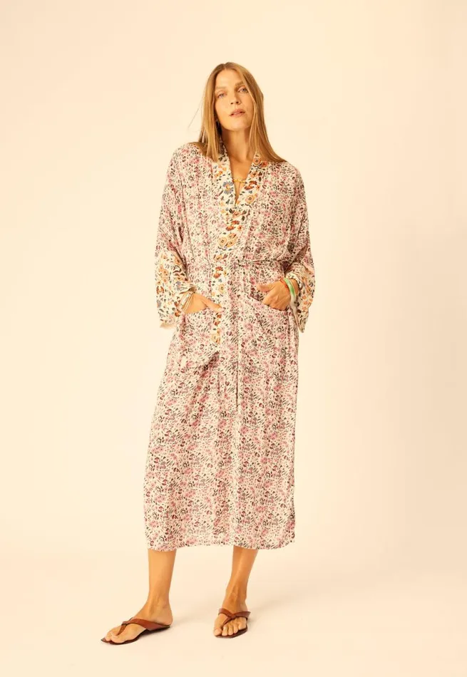 Women Natalie Martin Coverups Diane Long Robe Petite Fleur Rose