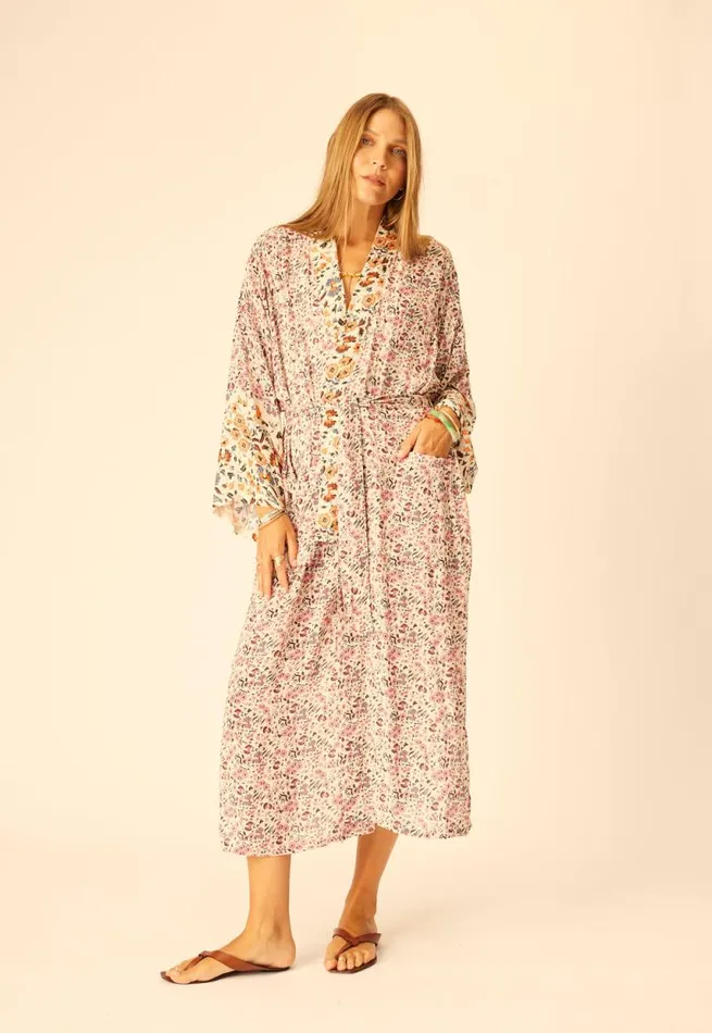 Women Natalie Martin Coverups Diane Long Robe Petite Fleur Rose