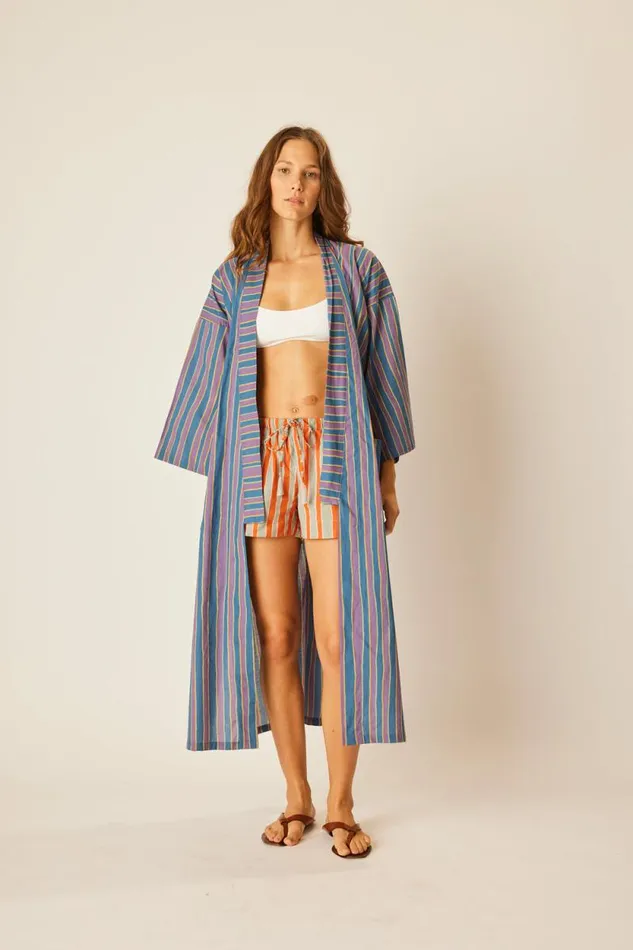 Women Natalie Martin Coverups Diane Smoking Jacket Batik Stripe Lavender