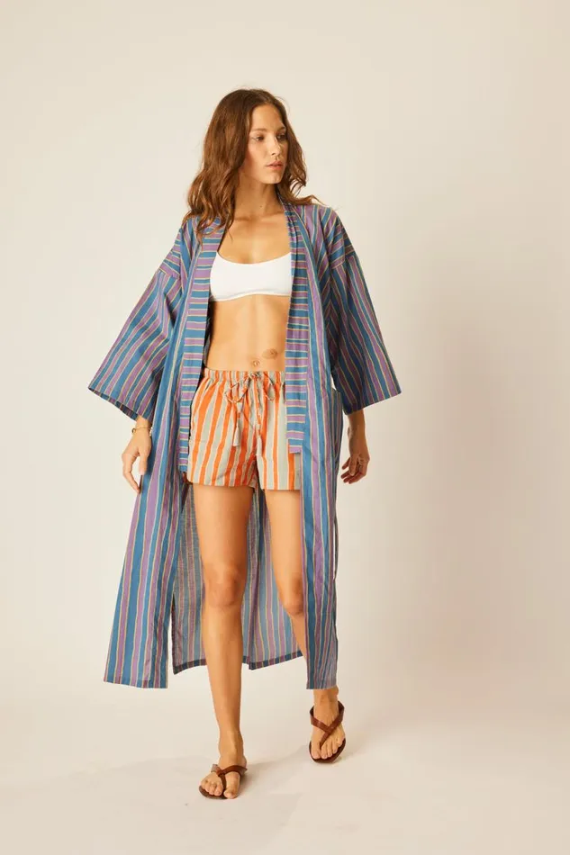 Women Natalie Martin Coverups Diane Smoking Jacket Batik Stripe Lavender