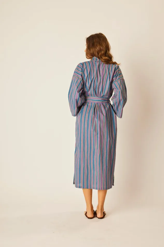 Women Natalie Martin Coverups Diane Smoking Jacket Batik Stripe Lavender
