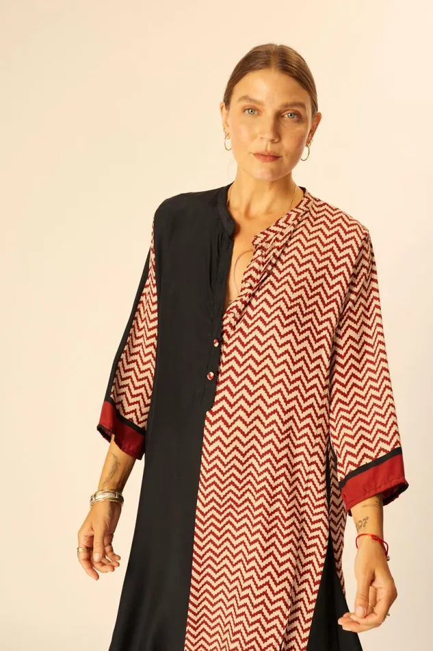 Women Natalie Martin Coverups Isobel Dress Block Zigzag Noire
