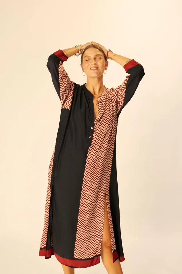 Women Natalie Martin Coverups Isobel Dress Block Zigzag Noire