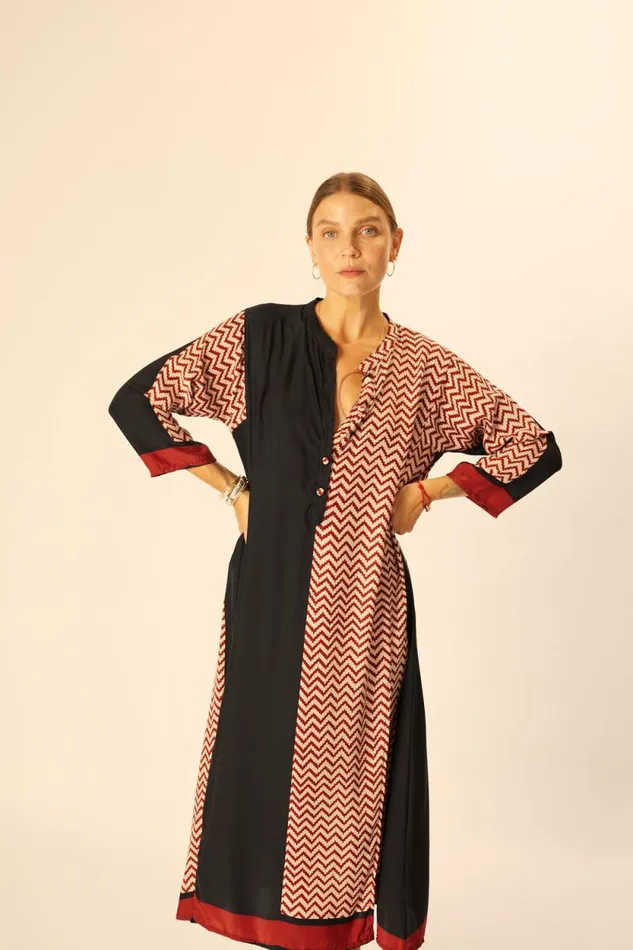 Women Natalie Martin Coverups Isobel Dress Block Zigzag Noire