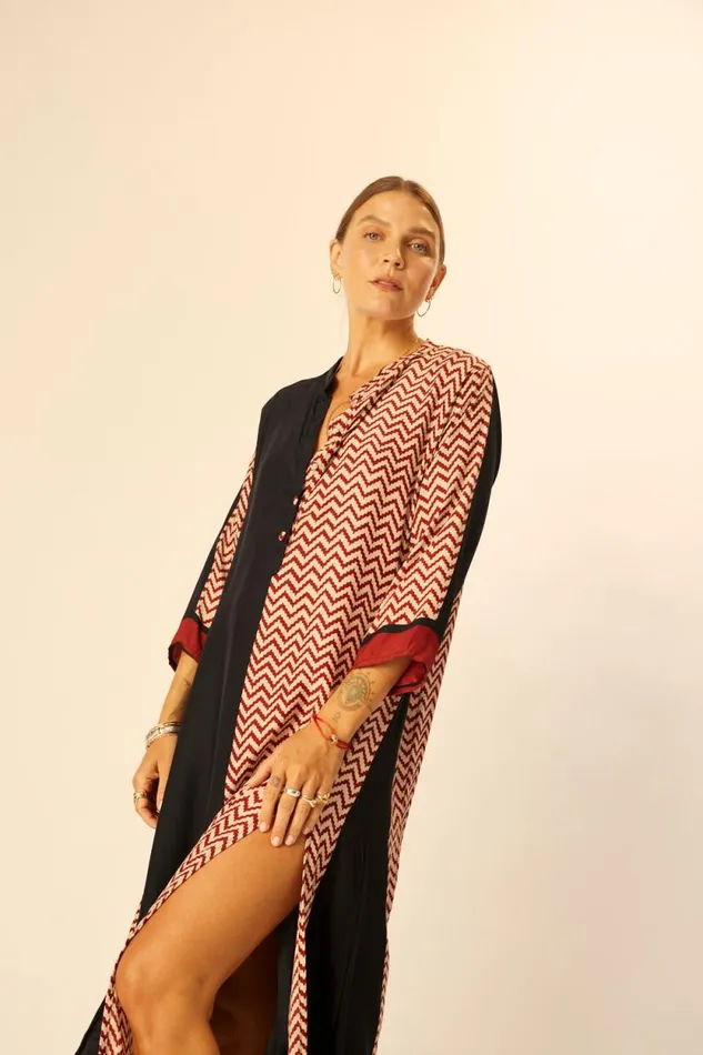 Women Natalie Martin Coverups Isobel Dress Block Zigzag Noire
