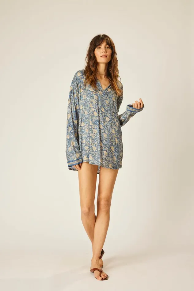 Women Natalie Martin Coverups Ryan Shirt Water Lily Blue