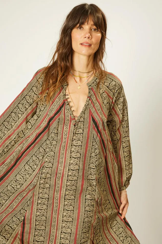 Women Natalie Martin Dresses Fiore Maxi Paisley Stripe Black