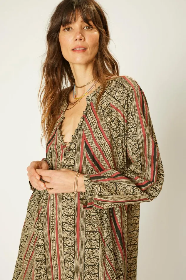 Women Natalie Martin Dresses Fiore Maxi Paisley Stripe Black