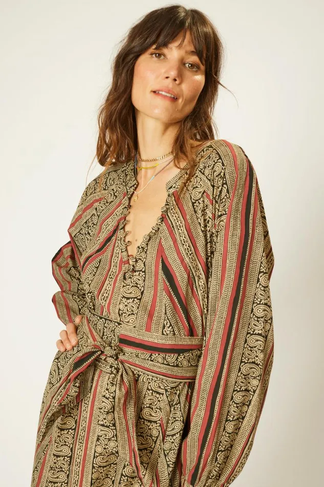 Women Natalie Martin Dresses Fiore Maxi Paisley Stripe Black