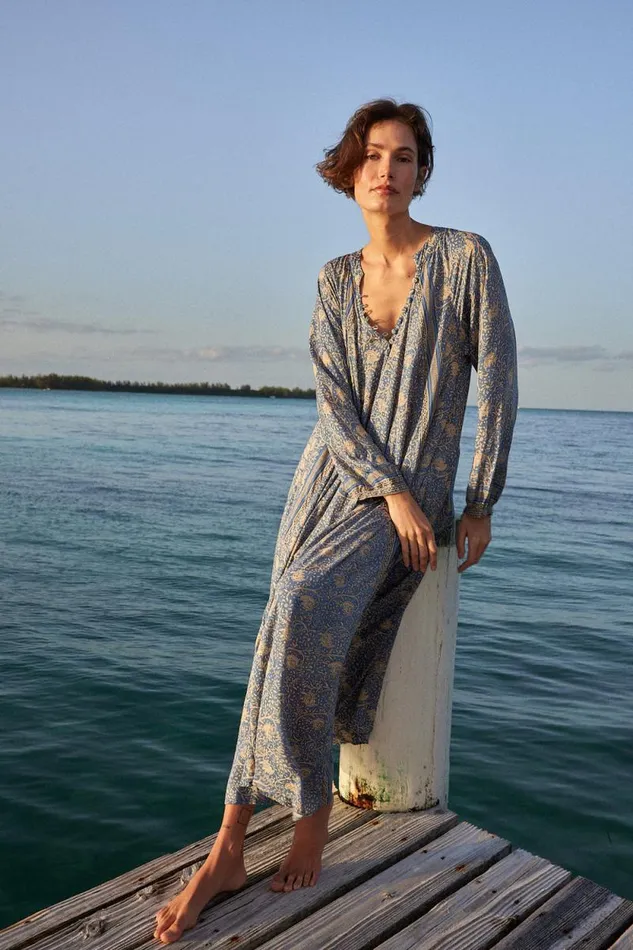 Women Natalie Martin Dresses Fiore Maxi Water Lily Blue
