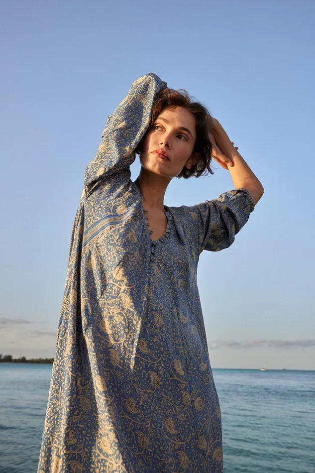 Women Natalie Martin Dresses Fiore Maxi Water Lily Blue