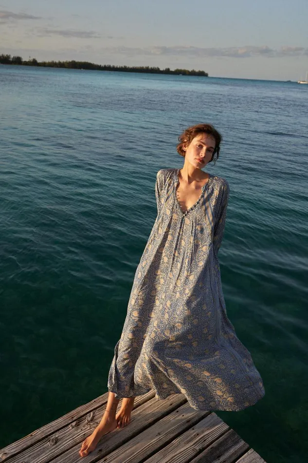 Women Natalie Martin Dresses Fiore Maxi Water Lily Blue