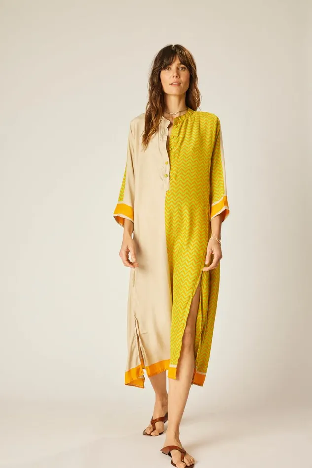 Women Natalie Martin Dresses Isobel Dress Block Zigzag Tangerine